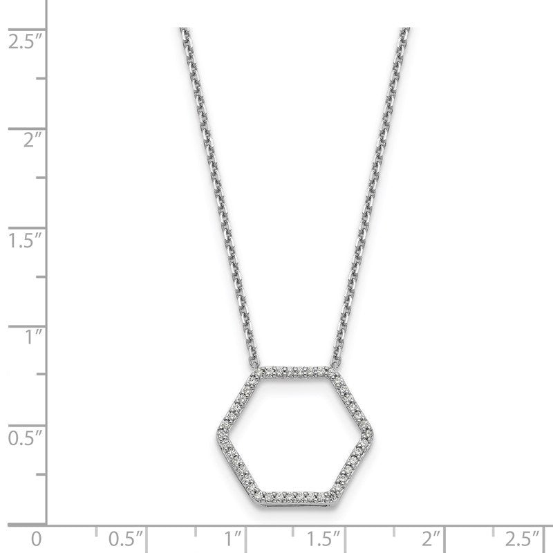 14K White Gold 1/4 carat Lab Grown Diamond VS+ F+ 18 in Complete Hexagon Necklace