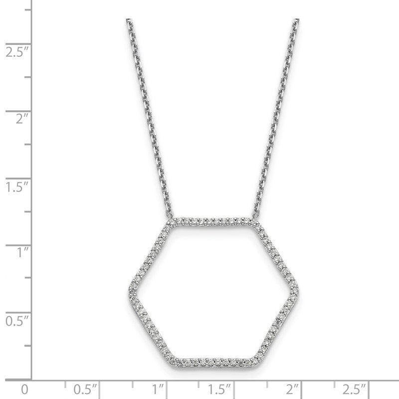 14K White Gold 1/4 carat Lab Grown Diamond VS+ F+ 18 in Complete Hexagon Necklace