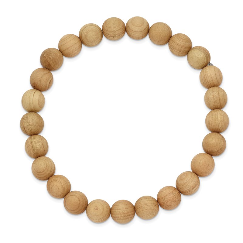 8mm Cypress Wood Beaded Stretch Bracelet