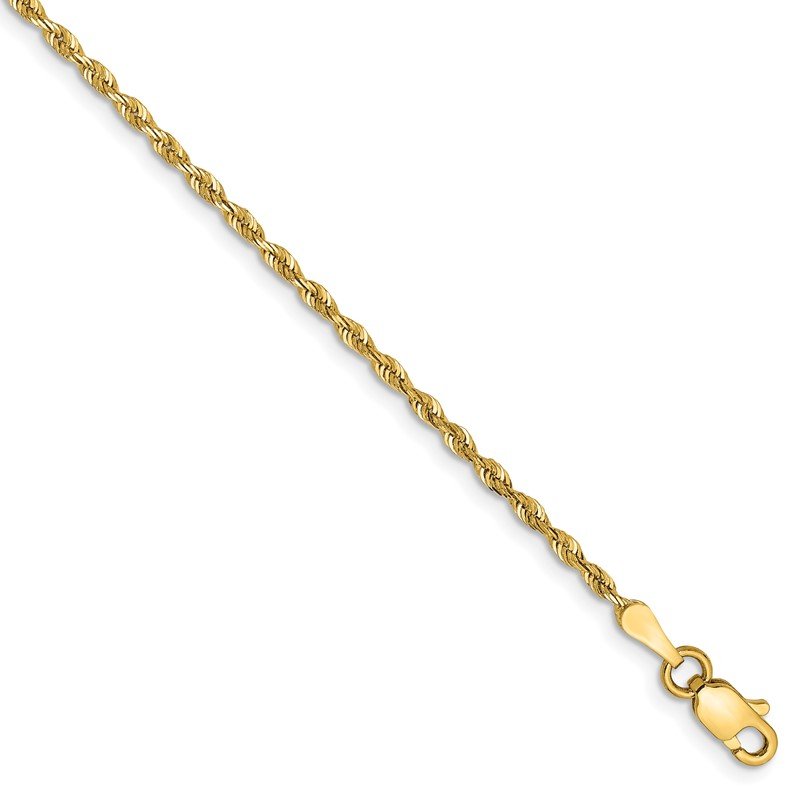 14K 10 Inch 1.85mm Diamond-cut Quadruple Rope Lobster Clasp Anklet
