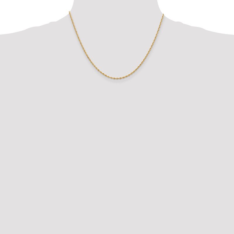 14K 10 Inch 1.85mm Diamond-cut Quadruple Rope Lobster Clasp Anklet