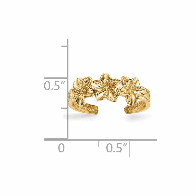 14k Polished Flowers Toe Ring