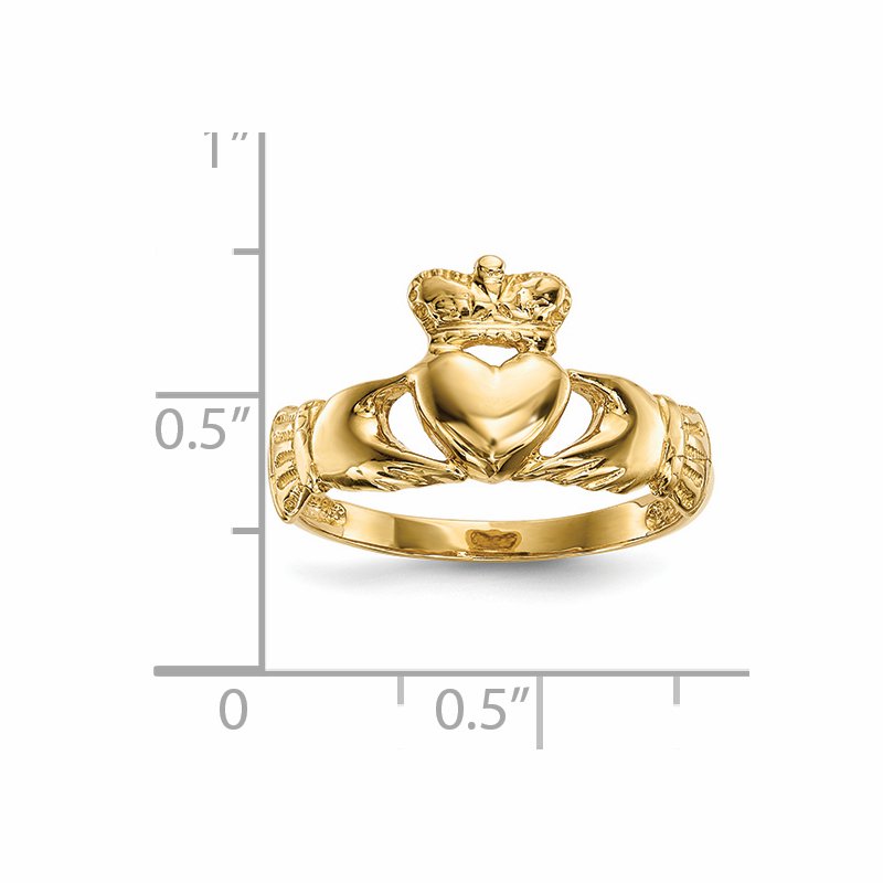 14k Polished Claddagh Ring
