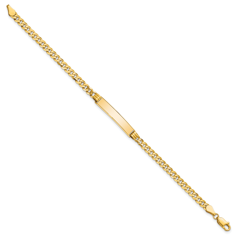 14k Polished Solid Chain/Solid Plate Curb Link 24.5x5mm Plate 7 inch ID Bracelet