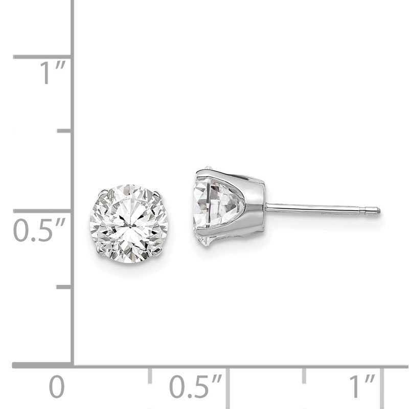 14k White Gold 6.5mm Round CZ Stud Earrings