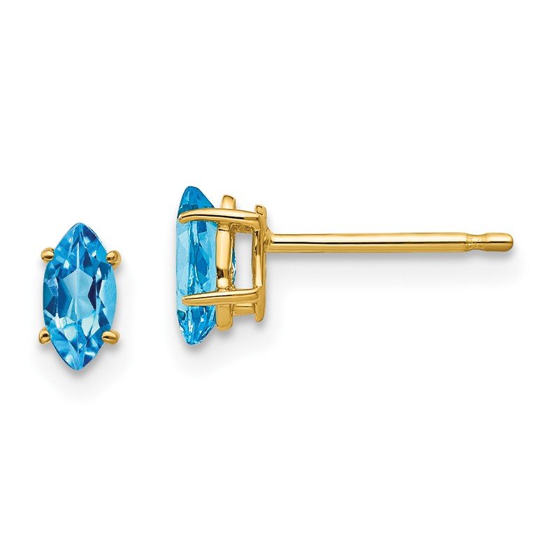 14k 6x3mm Marquise Blue Topaz Post Earrings