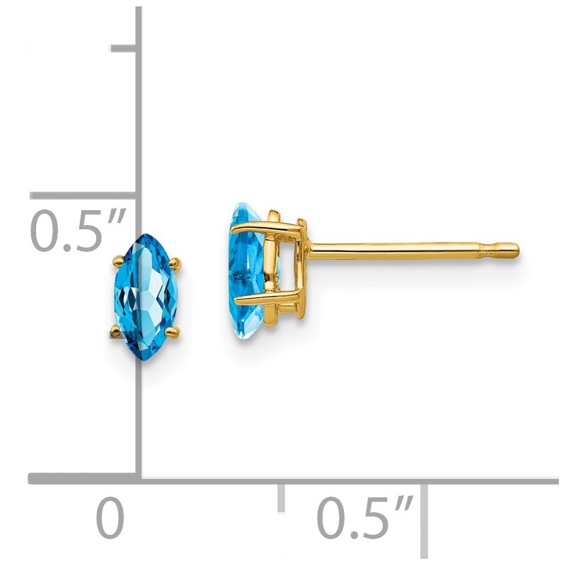 14k 6x3mm Marquise Blue Topaz Post Earrings