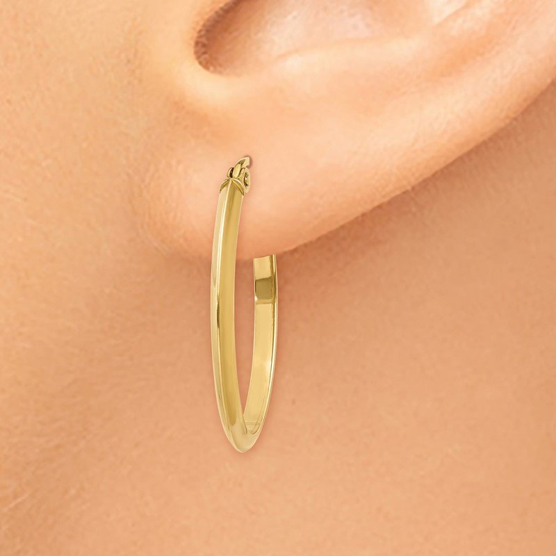 14k 2mm Oval Hoop Earrings