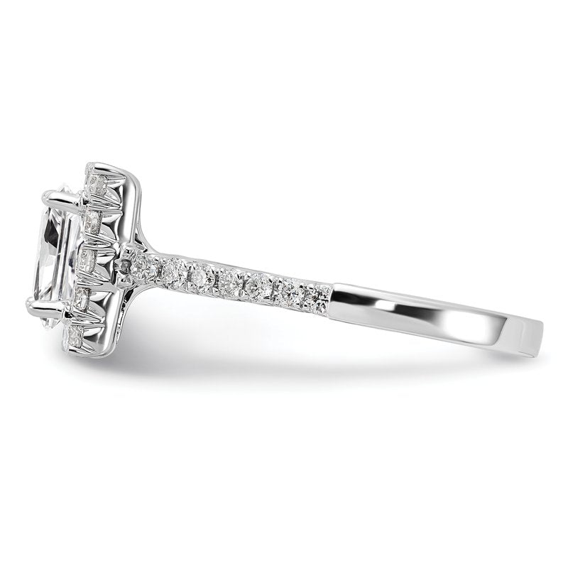 14K White Gold 1/3 carat Lab Grown Diamond VS+ F+ Semi-Mount Princess Halo Engagement Ring