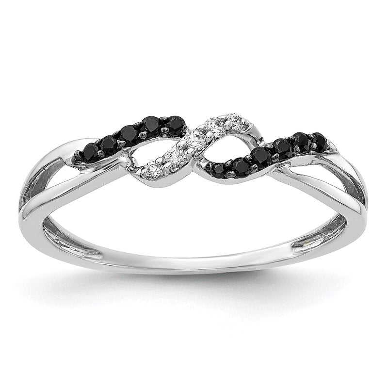 14k White Gold w/ Blue and White Diamond Twist Ring