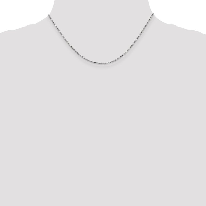 14K White Gold 14 inch 1.1mm Box with Lobster Clasp Chain