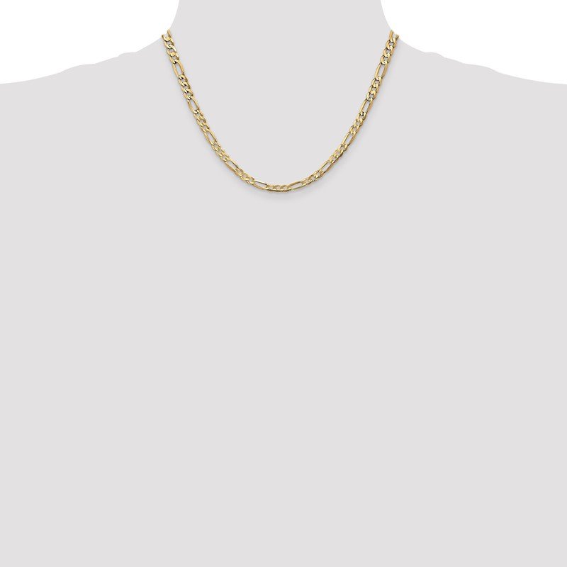 14K 26 inch 4.5mm Concave Open Figaro with Lobster Clasp Chain