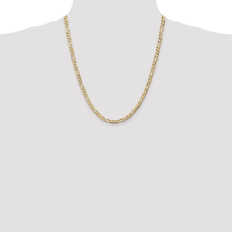 14K 26 inch 4.5mm Concave Open Figaro with Lobster Clasp Chain