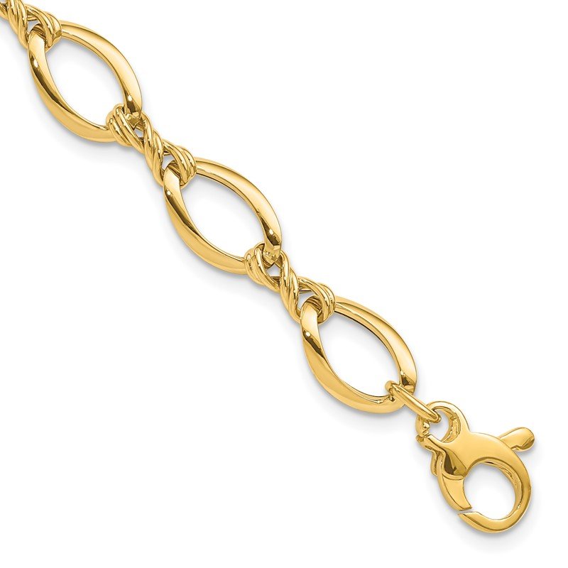 14k Fancy Oval and Twisted Link 18 inch Necklace