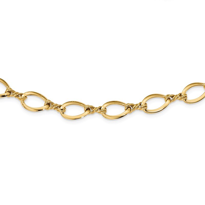 14k Fancy Oval and Twisted Link 18 inch Necklace