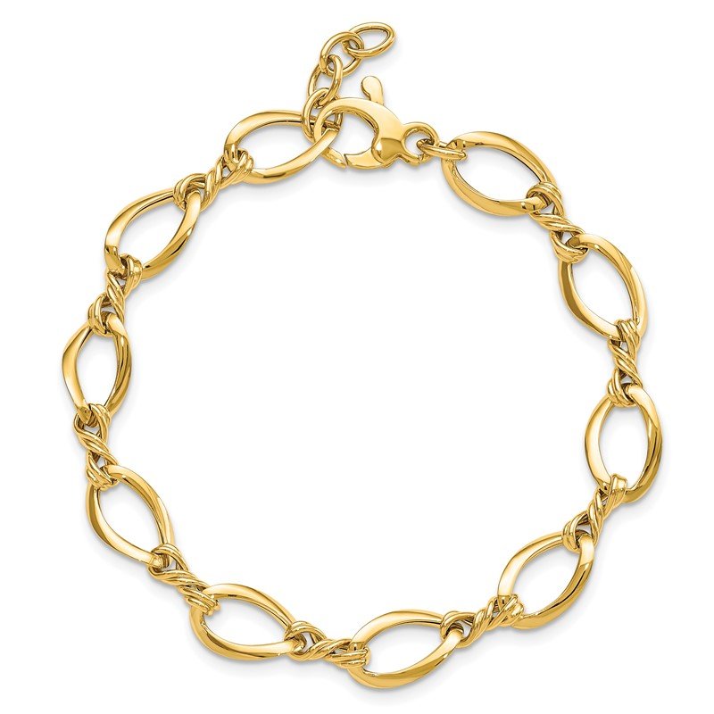 14k Fancy Oval and Twisted Link 18 inch Necklace