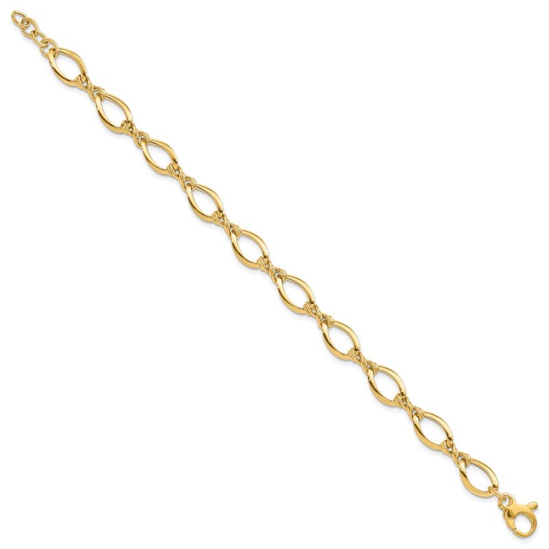 14k Fancy Oval and Twisted Link 18 inch Necklace