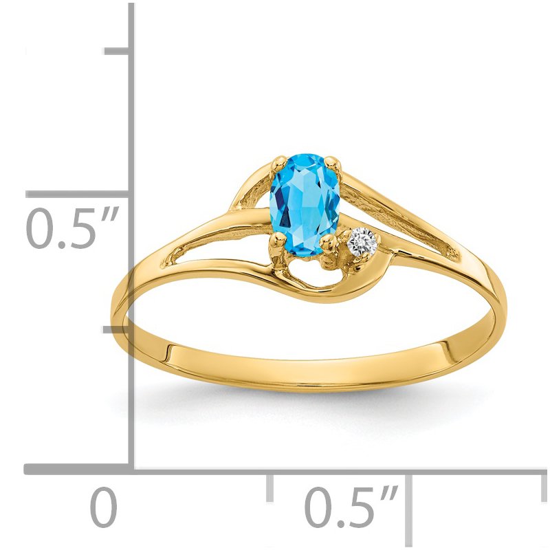 14k 5x3mm Oval Blue Topaz A Diamond ring