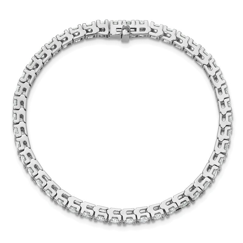 14k White Gold Complete 6.44 carat Round AAA Diamond 4-prong 7 inch Tennis Bracelet
