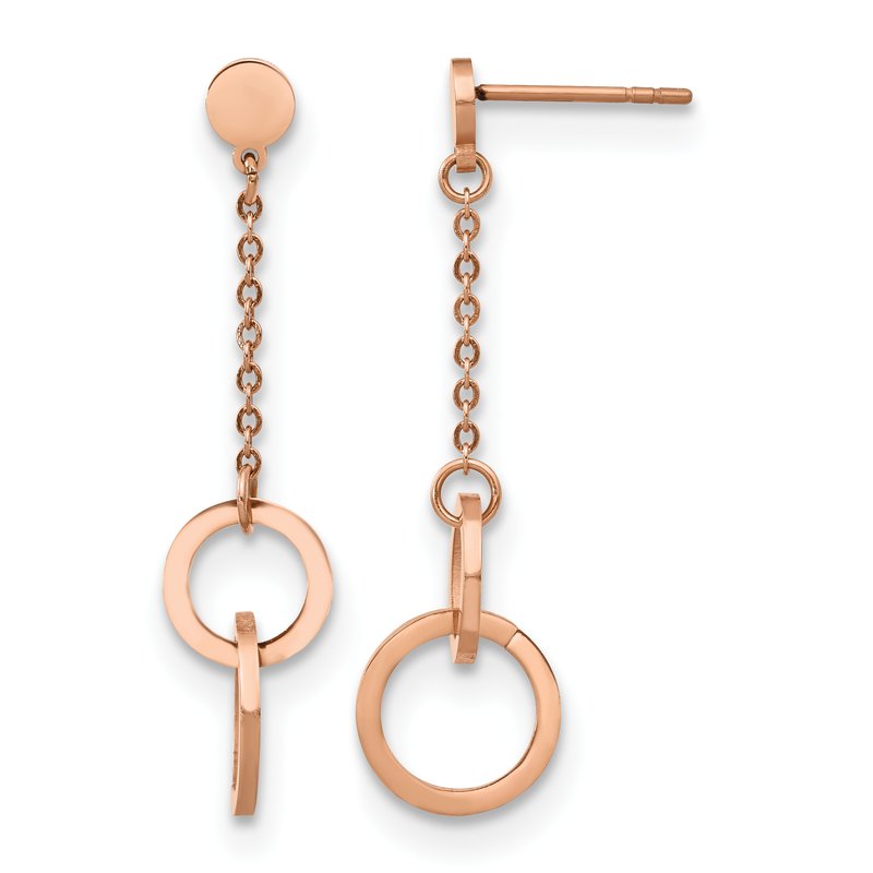 Stainless Steel Polished Rose IP-plated Post Dangle Earrings