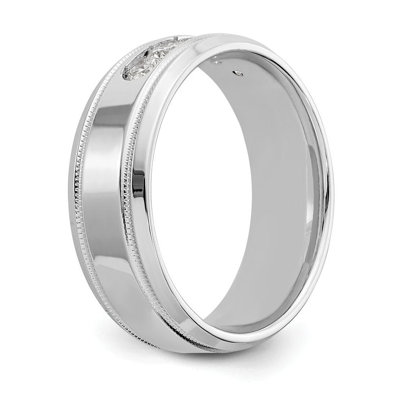 14K White Gold 1/2 carat Lab Grown Diamond VS+ F+ Size 10 Complete Bevel Miligrain Band