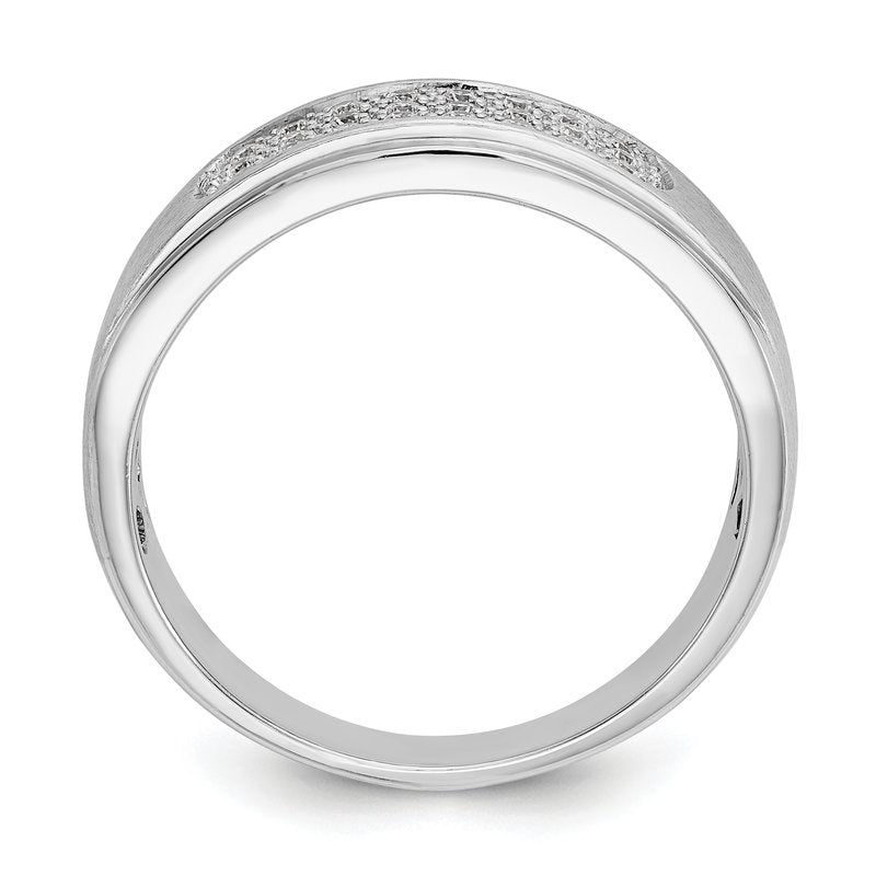 14K White Gold Men's 1/4 carat Lab Grown Diamond VS/SI  D E F  Brushed and Polished Band