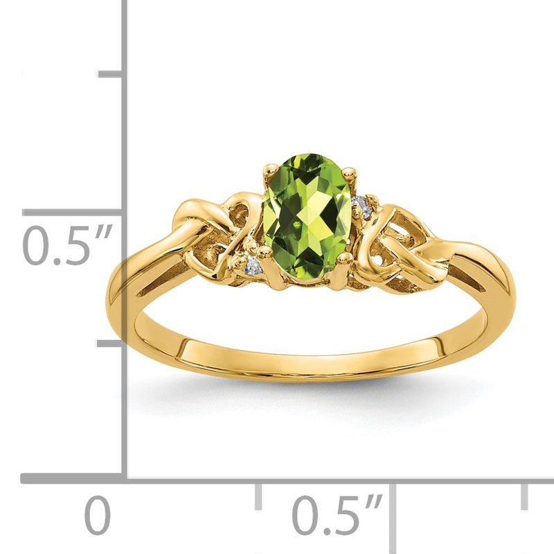 14k Peridot &amp; AA Diamond Ring
