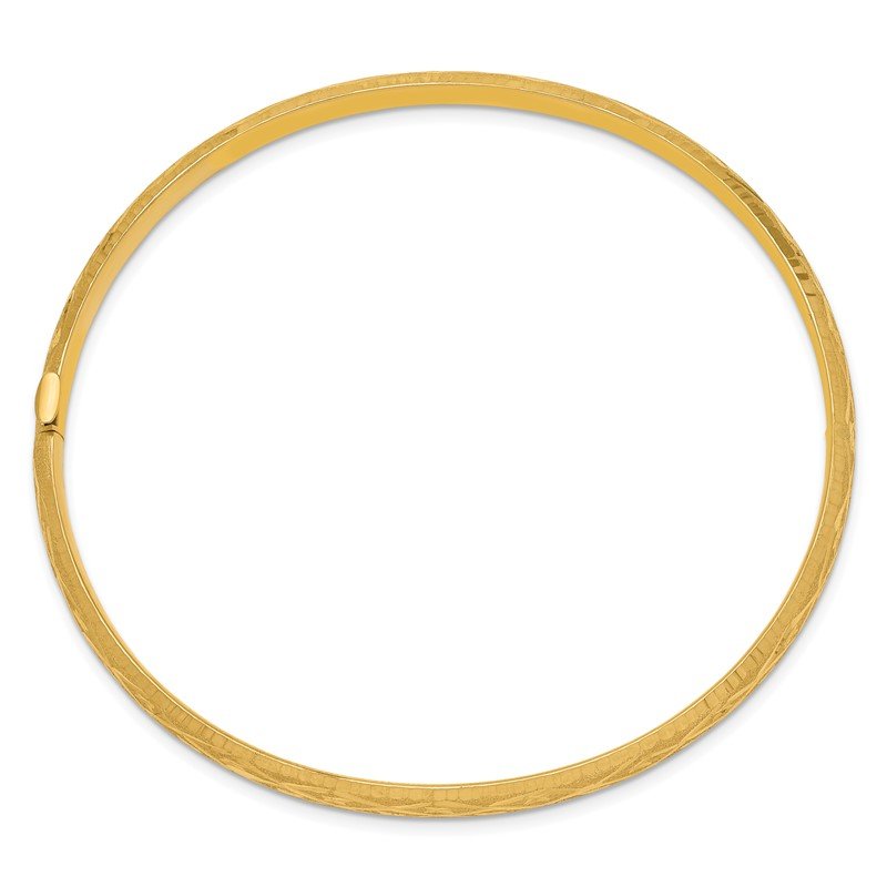 14k 3/16 Diamond-cut Fancy 4.75mm Hinged Oval Bangle Bracelet