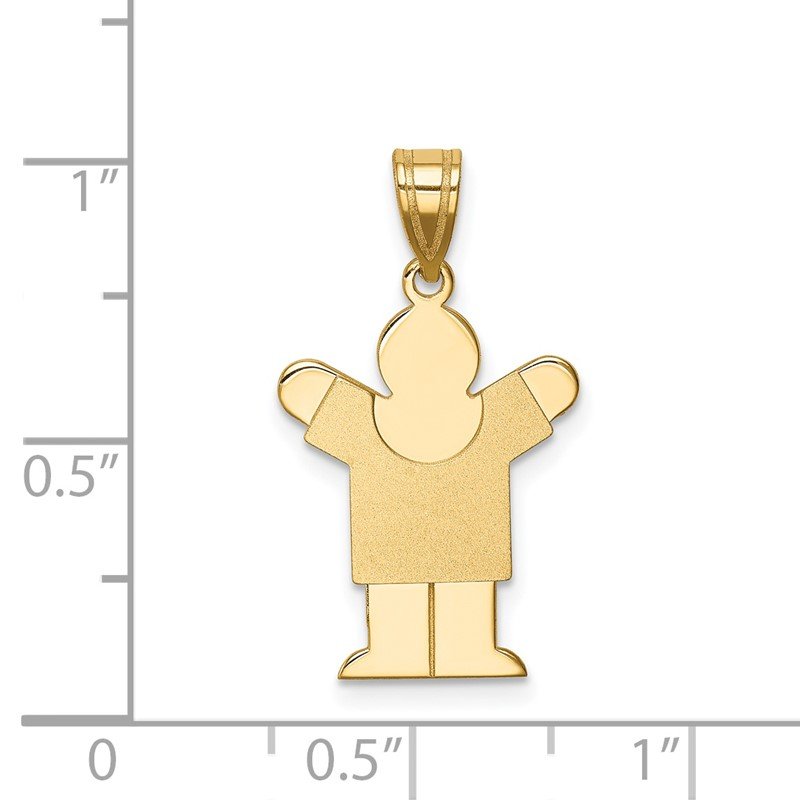 14k The Kids Solid Satin Small Boy Engravable Love Charm