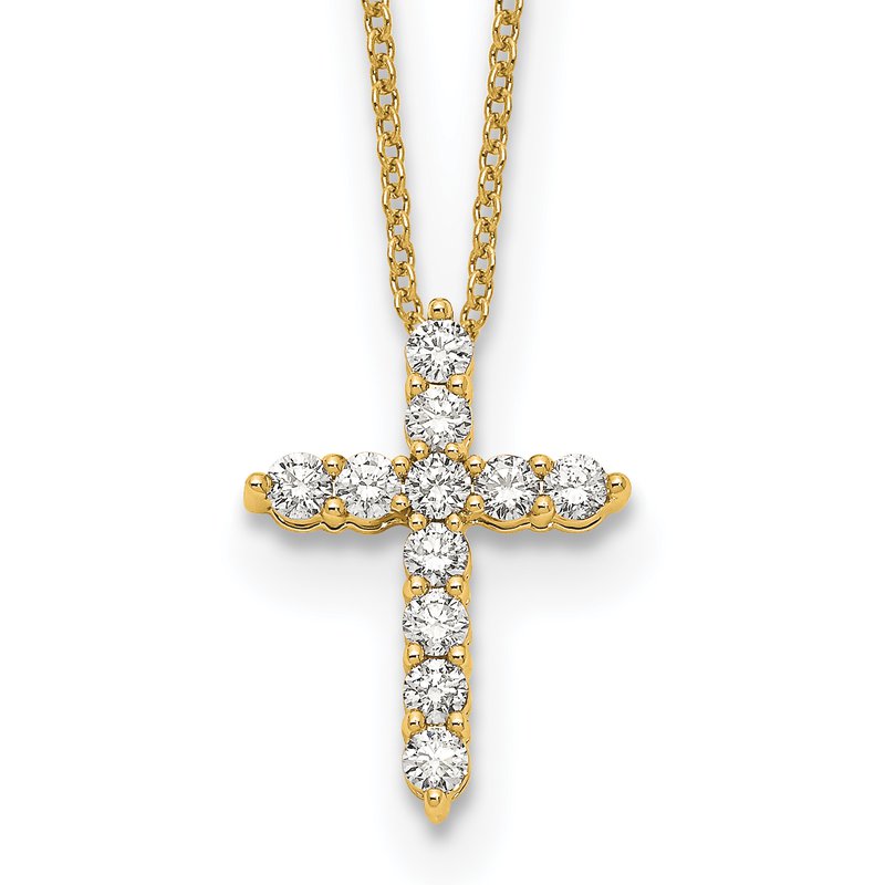 14k White Gold 1/4 carat Diamond Cross Pendant 18 inch Necklace