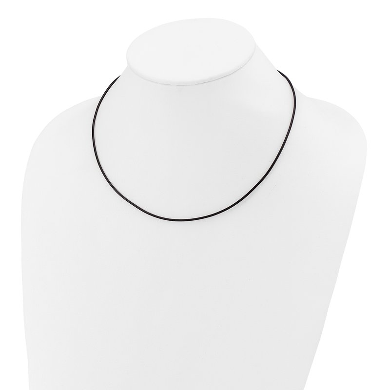 14k White Gold Clasp 1.5mm 16 inch Black Leather Cord Necklace
