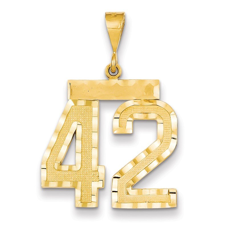 14k Large Brushed Diamond-cut Number 42 Charm