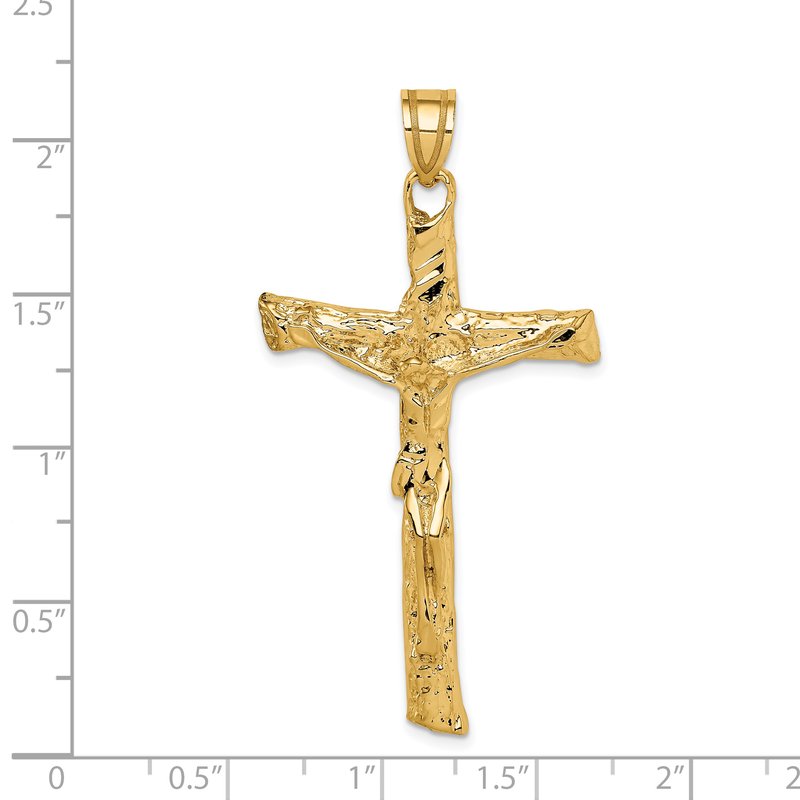 14k Rugged Tree Crucifix Pendant