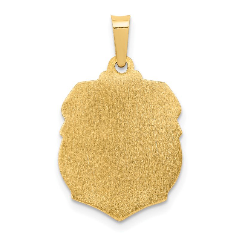 14k Polished and Satin Hollow Small St Michael Medal Badge Pendant