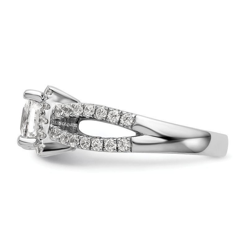 14K White Gold 3/4 carat Lab Grown Diamond VS/SI  D E F  Semi Mount Princess Halo Engagement Ring