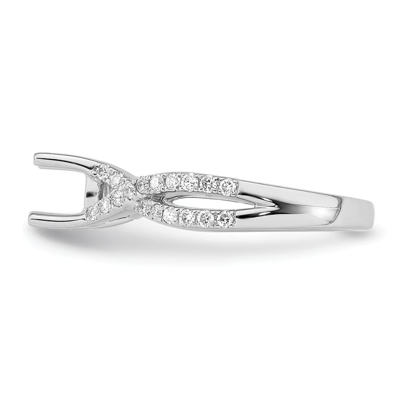 14K White Gold 3/8 carat Lab Grown Diamond VS/SI  D E F  Semi Mount Round By-Pass Engagement Ring