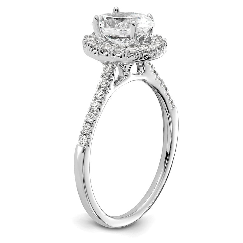 14K White Gold 1/3 carat Lab Grown Diamond VS+ F+ Semi-Mount Oval Halo Engagement Ring