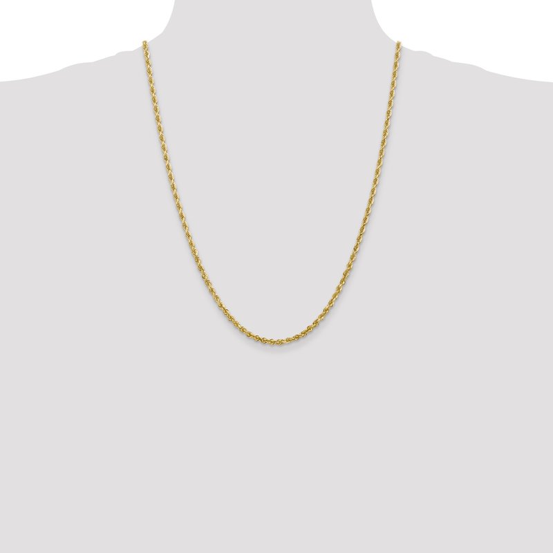 14K 26 Inch 3.35mm Diamond-cut Quadruple Rope Lobster Clasp Chain