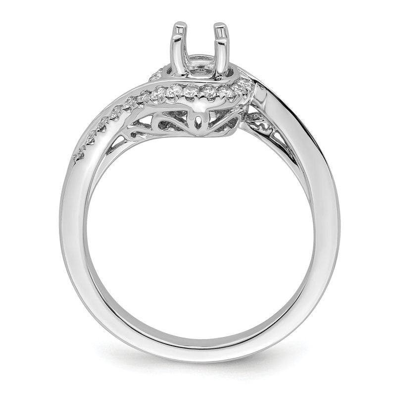 14K White Gold 1/4 carat Lab Grown Diamond VS/SI  D E F  Semi Mount Round By-Pass Engagement Ring