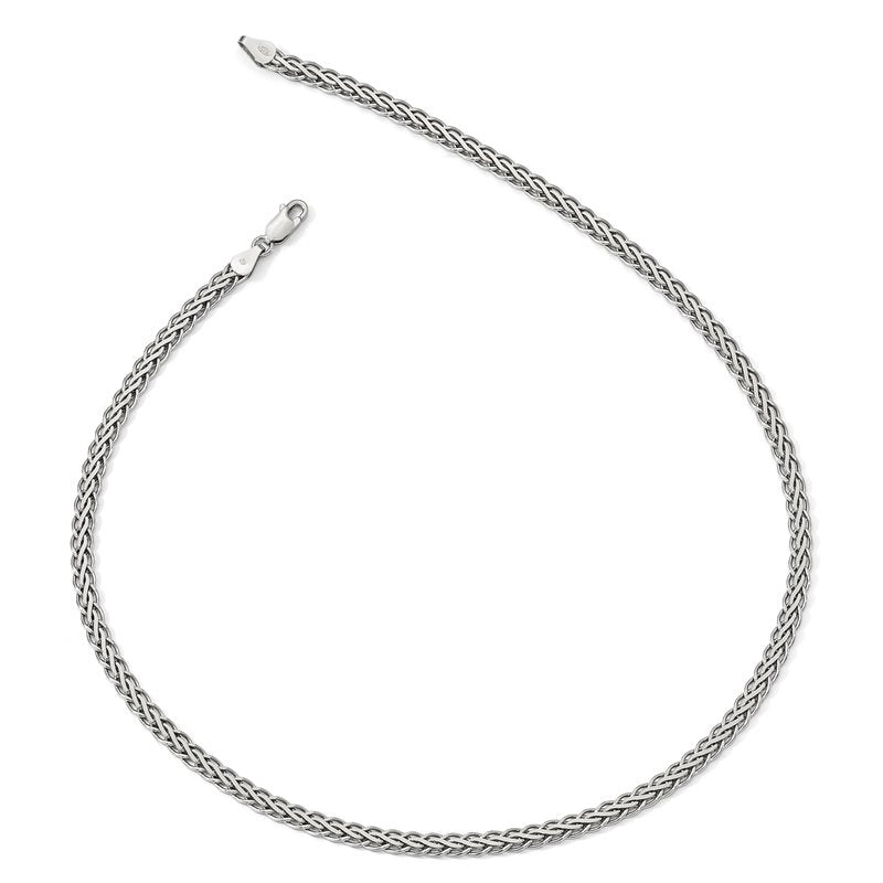 Sterling Silver RH-plated Flat D/C Spiga Necklace