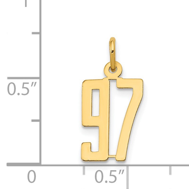 14k Small Elongated Number 97 Charm