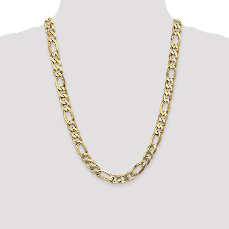 14K 26 inch 10mm Flat Figaro with Lobster Clasp Chain