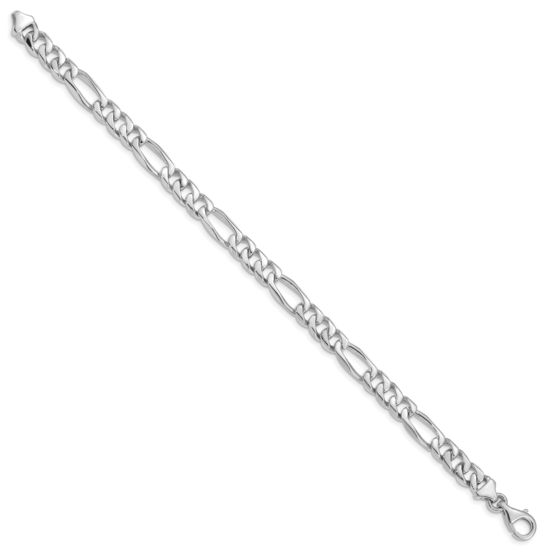 14K White Gold 18 inch 7mm Hand Polished Figaro Link with Fancy Lobster Clasp Chain