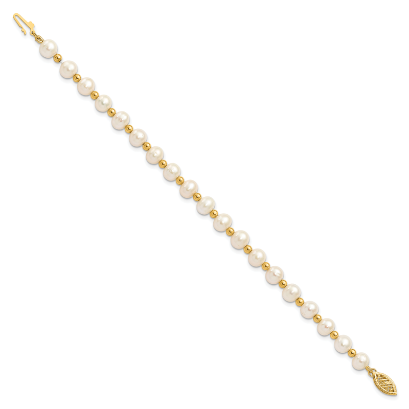 14k 6-7mm White Near-Round Freshwater Cultured Pearl Beaded 18 inch Necklace
