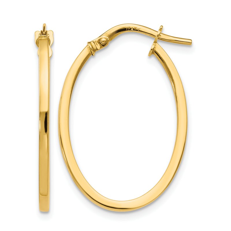 10K Polished Oval Hoop Earrings