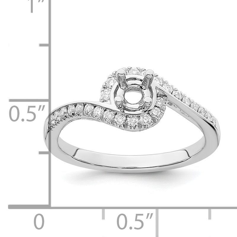 14K White Gold 1/4 carat Lab Grown Diamond VS/SI  D E F  Semi Mount Round By-Pass Engagement Ring