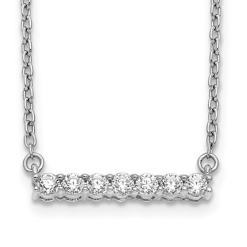 14k White Gold 1/10 carat Diamond Bar 18 inch Necklace