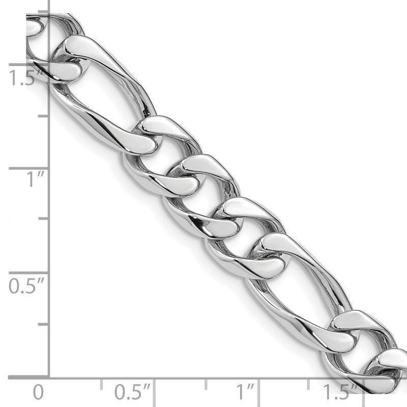 14K White Gold 20 inch 9mm Hand Polished Figaro Link with Box Catch Clasp Chain