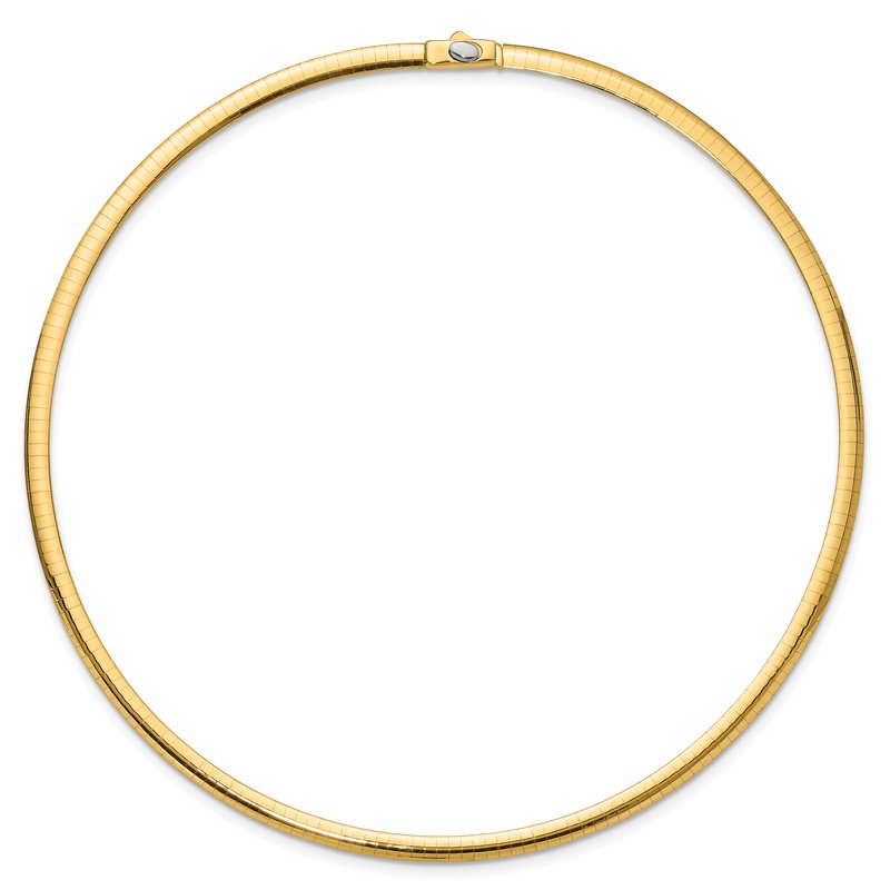 14k Two-tone 4mm Reversible White and Yellow 16 inch Domed Omega Necklace