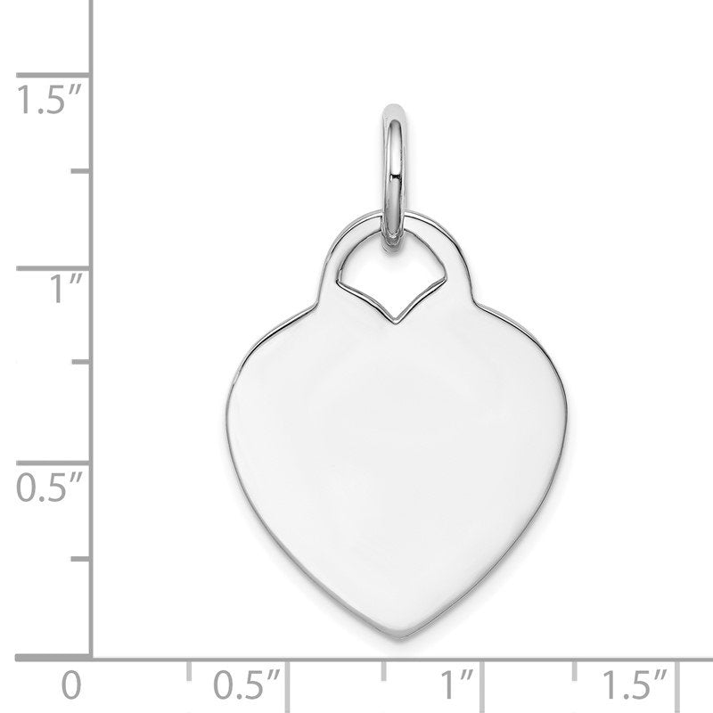 14k White Gold Polished Engravable 22mm Heart Disc Pendant
